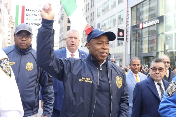 NYC Mayor, Adams at Columbus Day Parade in New York.