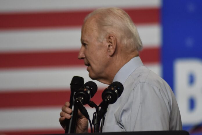 US President Joe Biden delivers remarks at a rally for the 2022 midterm elections at Richmond Montgomery High School
