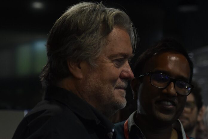 (NEW) Steve Bannon appears at the Conservative Political Action Conference 2022 in Dallas, Texas. August 6, 2022, Dallas, TX, USA.