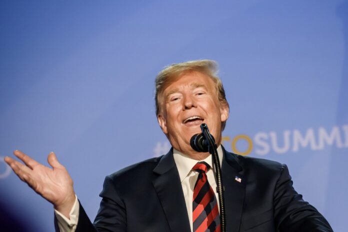 Donald Trump, during press conference at NATO SUMMIT 2018. Brussels, Belgium.