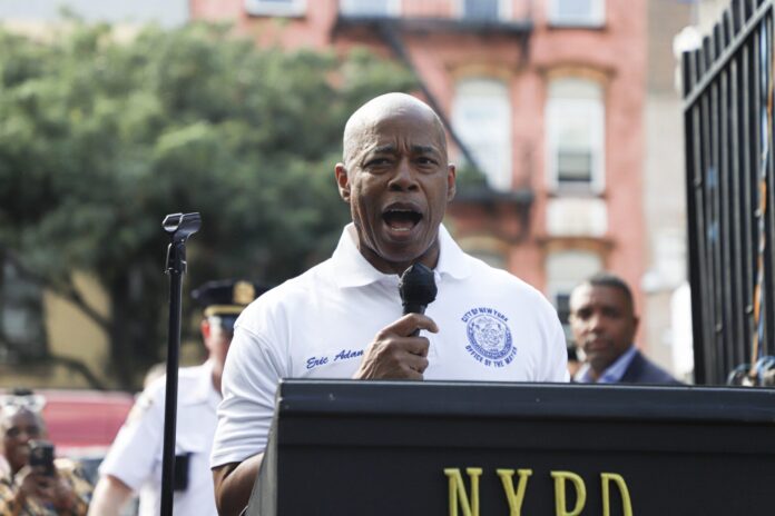 NYC Mayor Eric Adams Delivers Remarks in 30th Precinct Carmansville Playground.