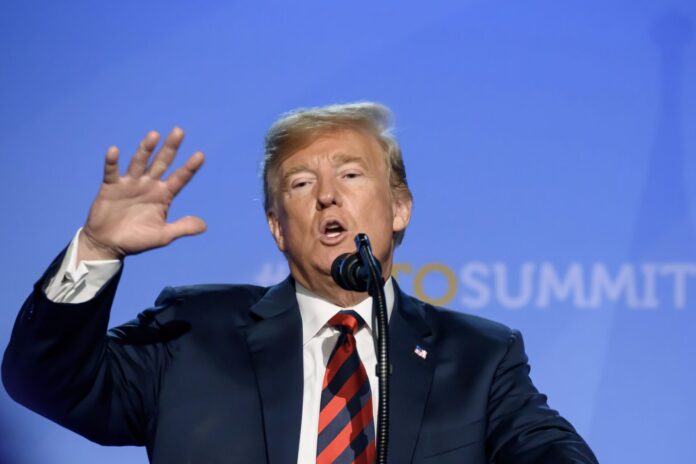 Press conference of Donald Trump, President of United States of America. Brussels, Belgium.