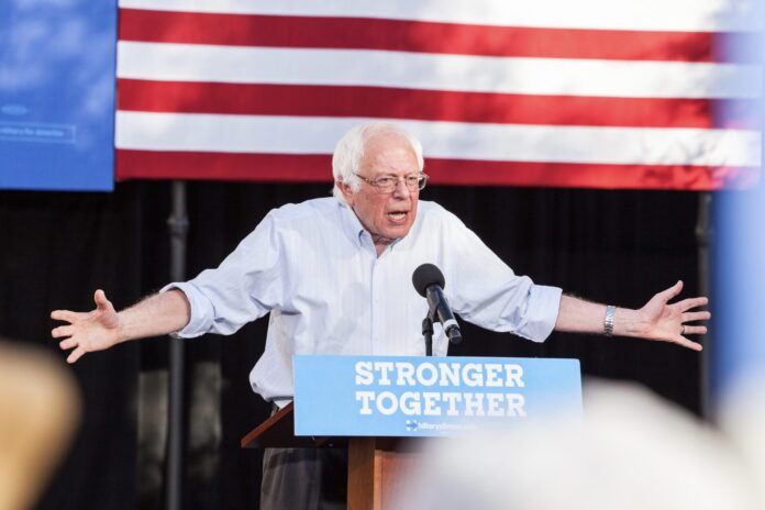 LAS VEGAS, NV - November 6, 2016: Bernie Sanders With Arms Open Campaigns For Democratic Party at CSN.