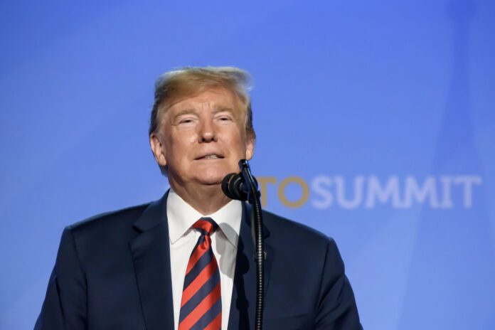 Press conference of Donald Trump, President of United States of America. Brussels, Belgium.